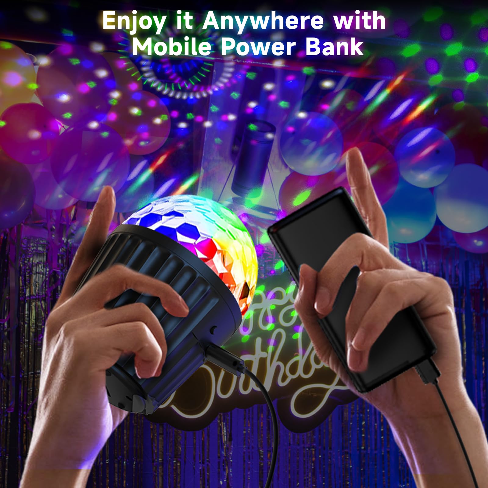 Mini Boule Disco pour Fête, Lumière LED USB avec Effets Dynamiques d'Éclairage RGB Activés par la Musique, avec Télécommande - Lumières de Discothèque USB pour Anniversaires, Célébrations