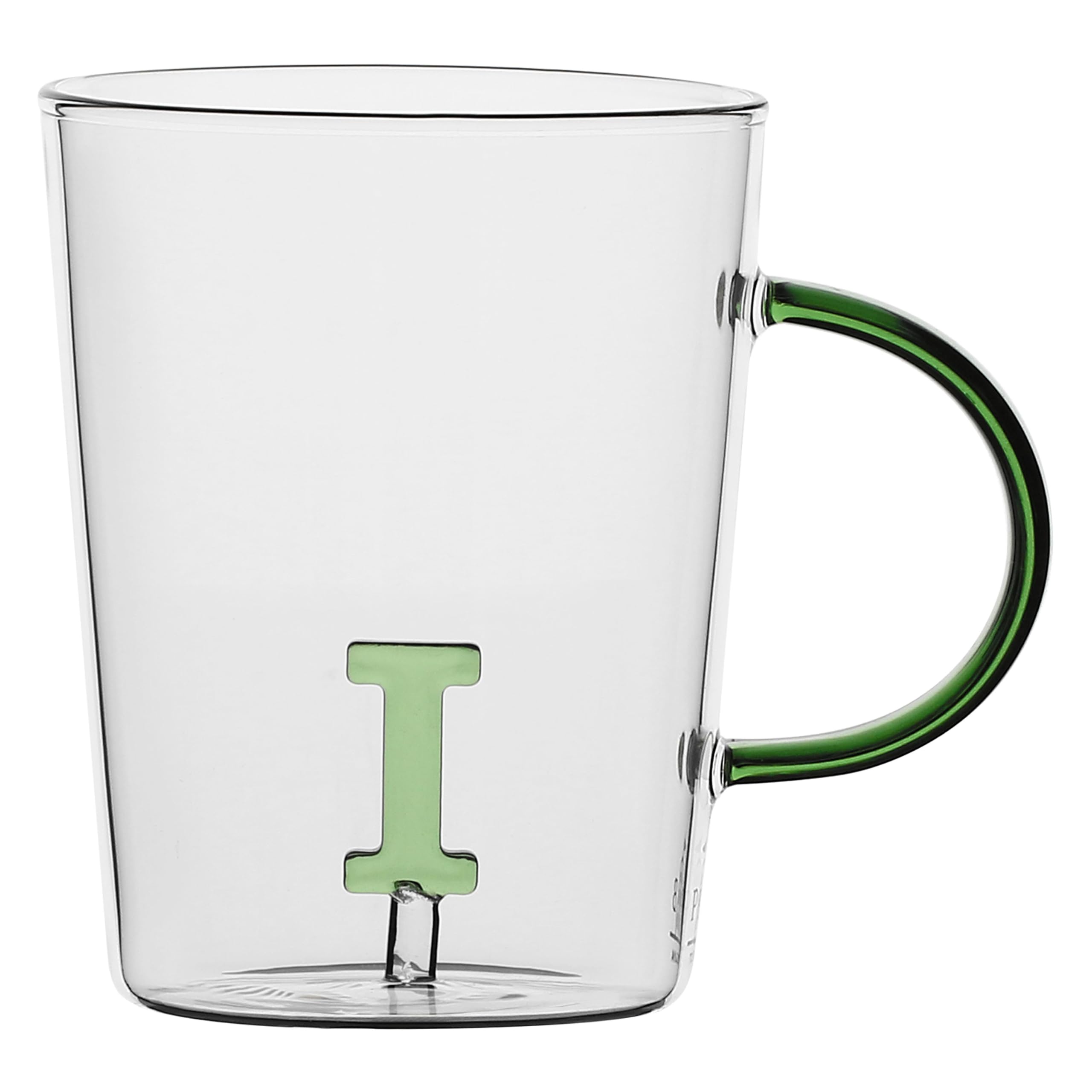 LA PORCELLANA BIANCA - Letter 'I' Mug in Borosilicate Glass, Capacity 400 cc, Allalettera Collection