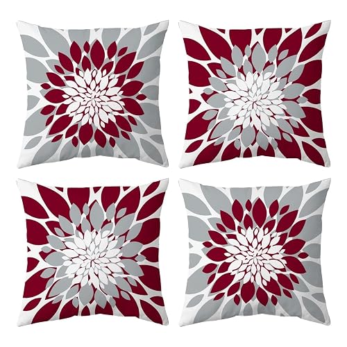 Pack of 4 Outdoor Waterproof Pillow Covers 18x18 Decorative Outdoor