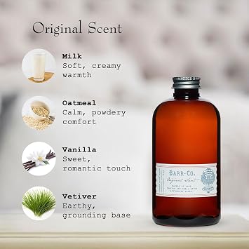 Barr Co. Original Scent Reed Diffuser Refill, A Dreamy Milk, Oat, Vetiver & Vanilla Aroma Scented Diffusers for Home, All-Natural Fragrance for Women & Men, 8 fl oz