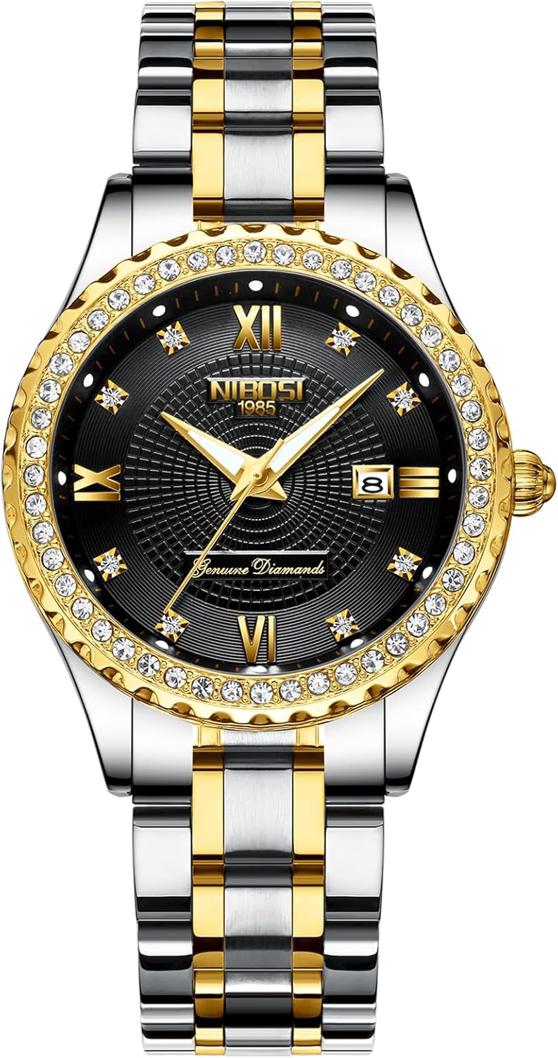 NIBOSI Women Watches Two Tone Diamond Watches for Women