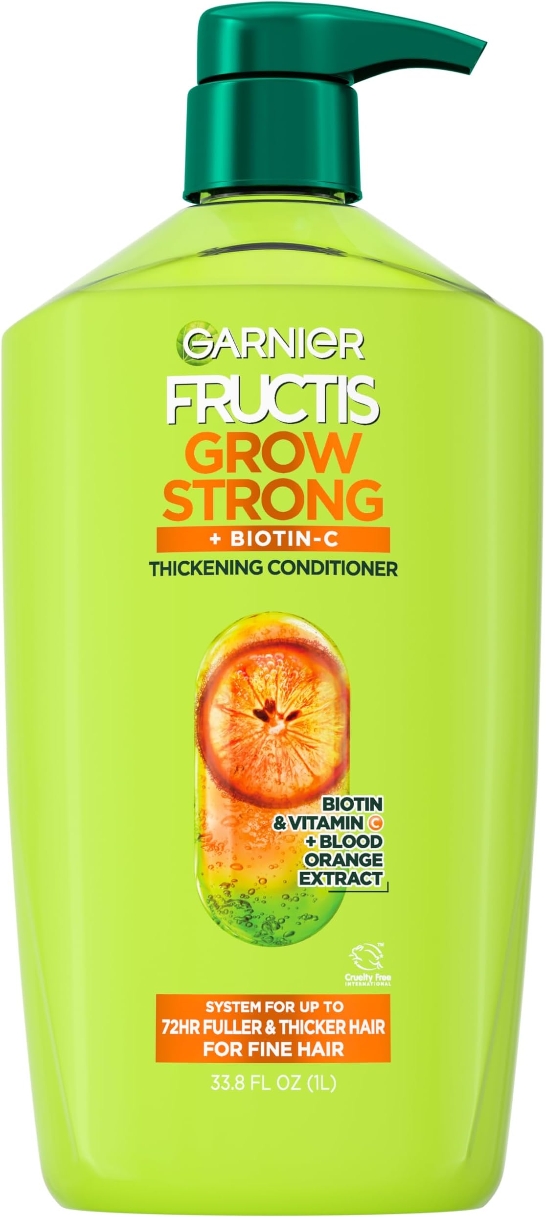 Fructis Grow Strong Thickening Conditioner for Fine Hair, Biotin-C, 32.3 Fl Oz, 1 Count (Packaging May Vary)