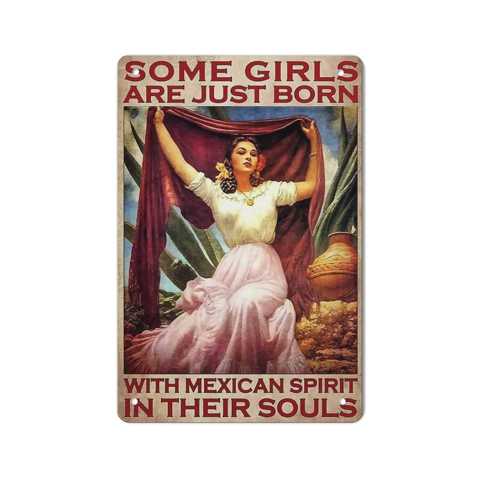 AOOEDM With Mexican Spirt In Their Souls Wall Metal Tin Sign for Home Bar Pub Kitchen Wall Art Deocr Man Cave Vintage Metal Sign Poster Plaque Signs Quotes Sign