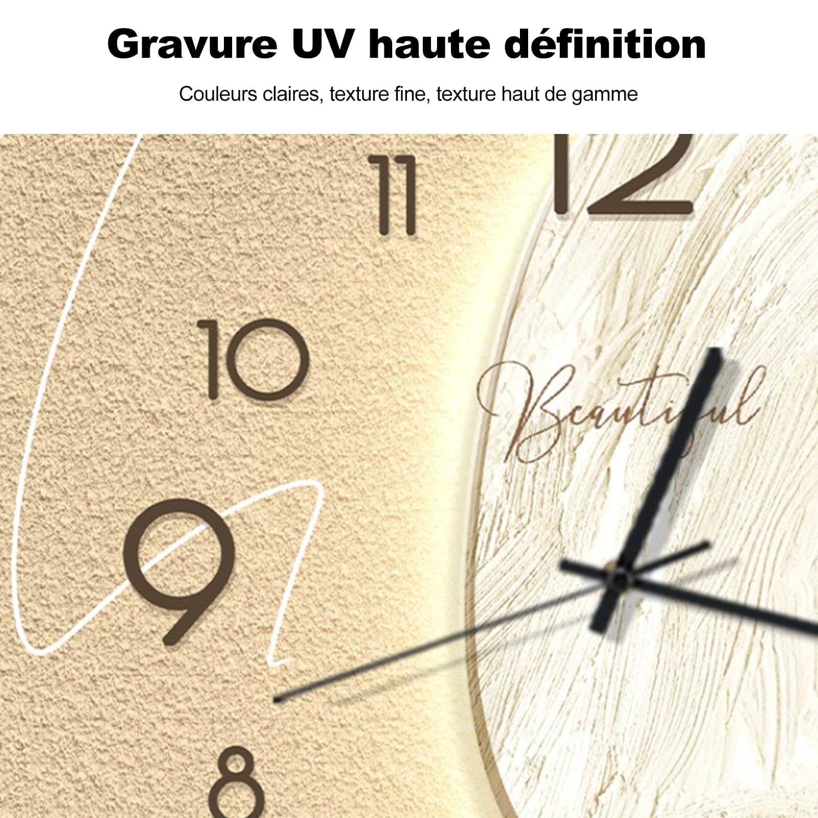 Ergocar Horloge Murale, Créative Silencieuse,Moderne en Porcelaine Cristalline De Style Nordique, Décoration à Piles pour École, Salon, Cuisine, Bureau
