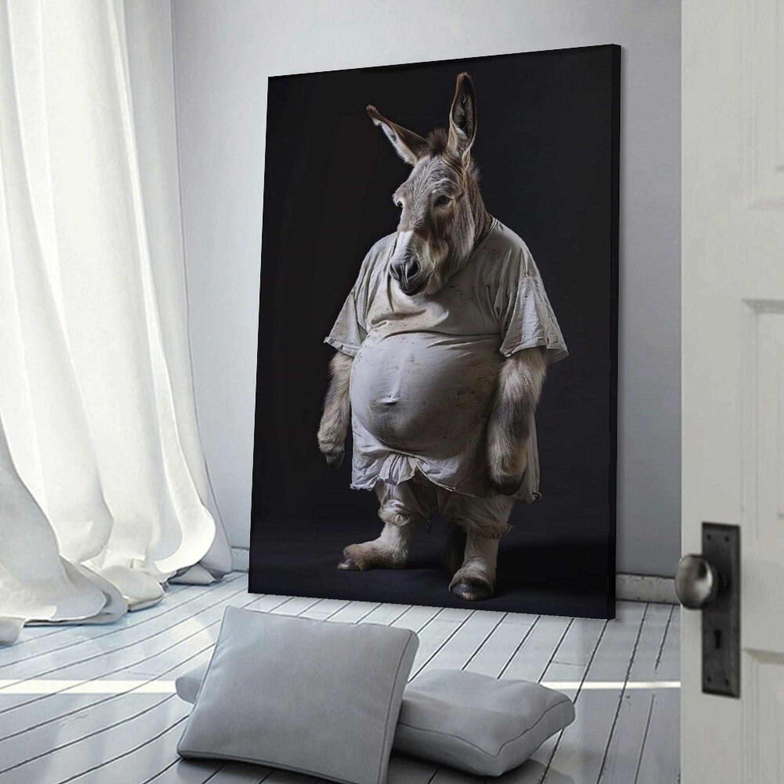 Junmoney Donkey Fat Canvas Art Print 20x30inch(50x75cm), for Bedroom Decor, Cosy Corners Or Studios, An Easy Wall Refresh for Bedrooms
