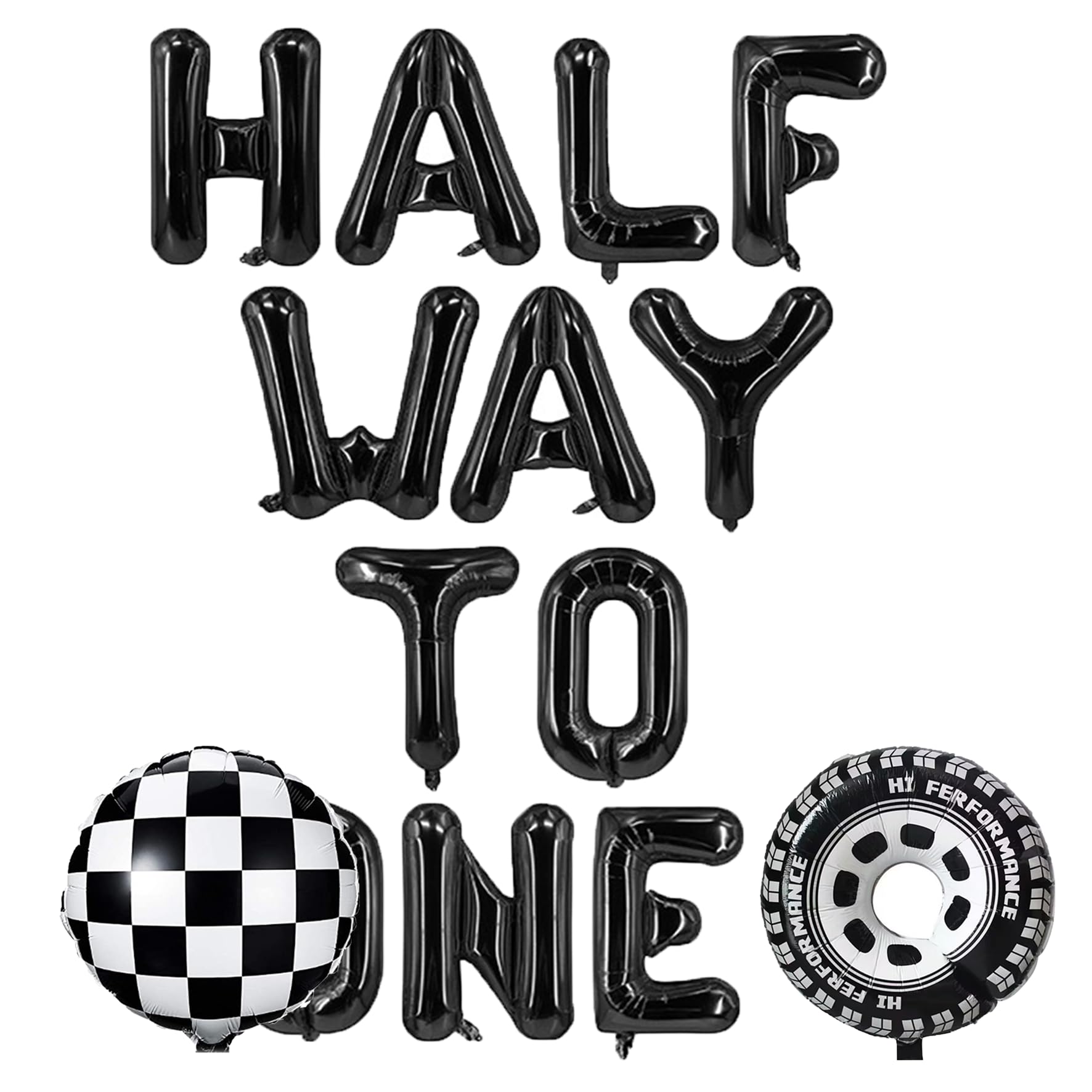 6 Months Birthday Decorations Boy,Half Birthday Decorations,1/2 Way To First Banner,race car birtthday balloons,I'm Half to One Banner