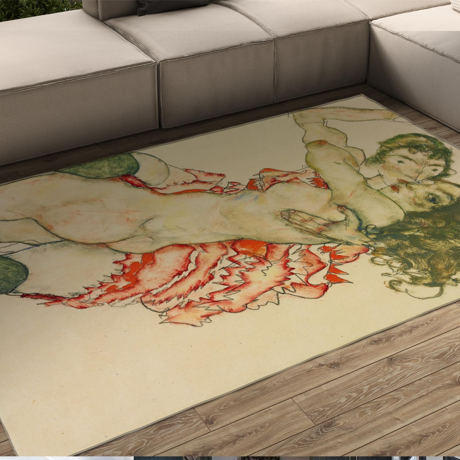 Tapis 140 x 180 cm pliable motif peinture pour décoration de chambre et de chevet