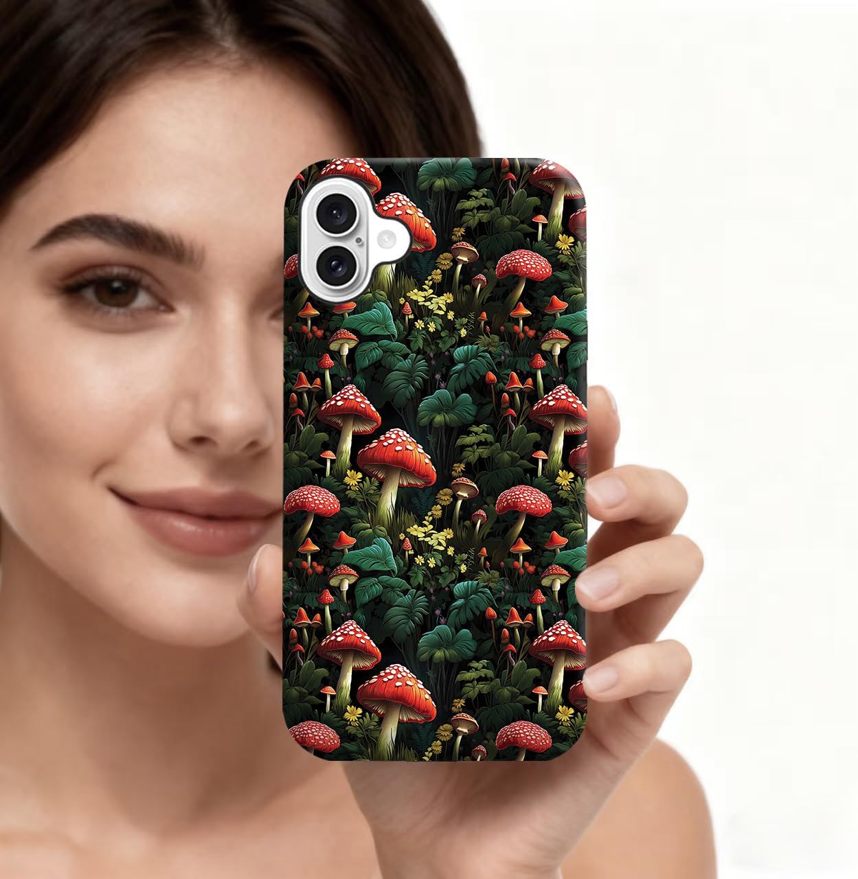 Generic Case Compatible with iPhone 16 Pro Max,[Compatible with MagSafe] Clear with Mushroom Art Design Phone Case for Girl Women Boy Men,Dual-Layer Fashion Design