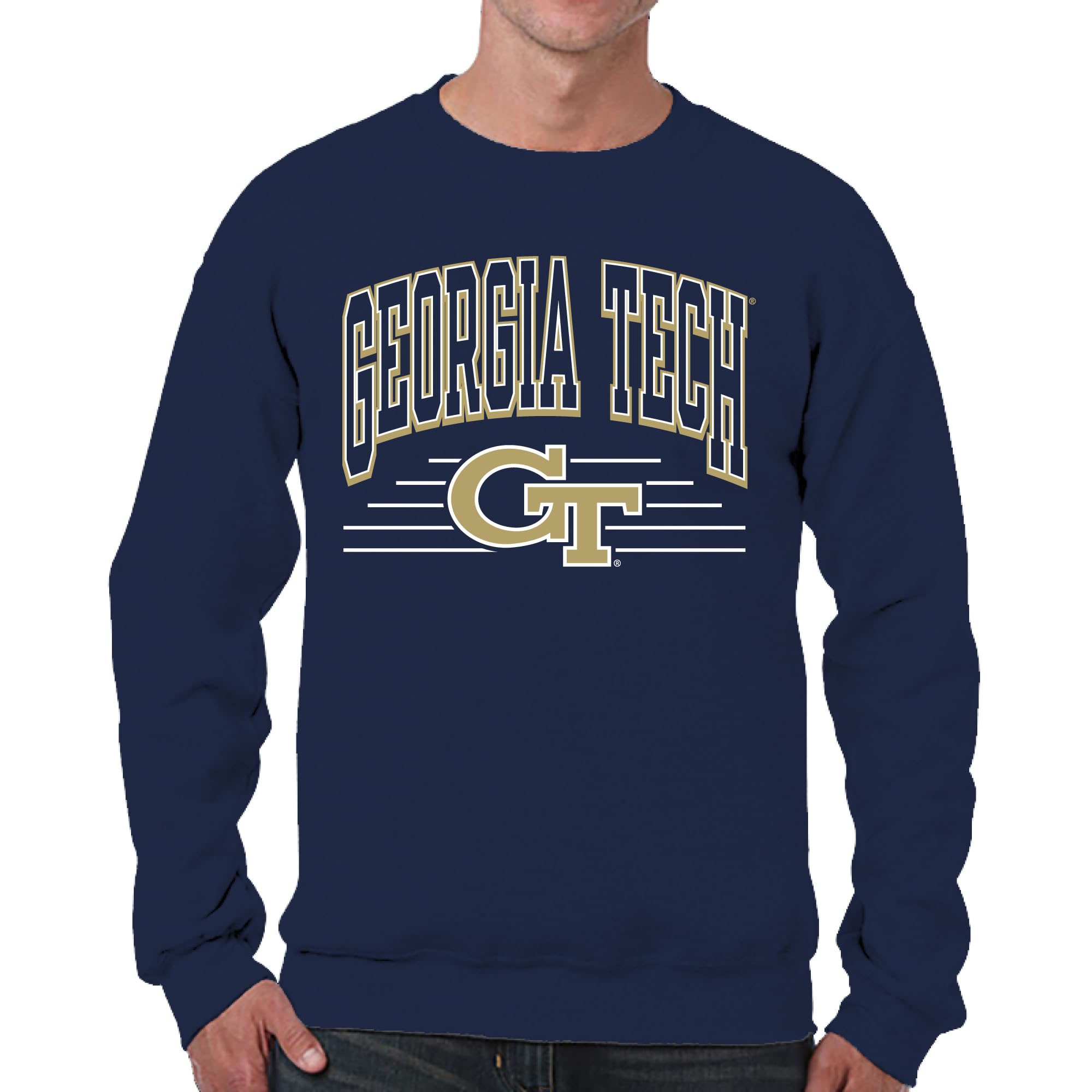 Campus Colors NCAA Adult Unisex Overtime Classics Crewneck Fleece Sweatshirt, Cozy Cotton Poly Blend, Timeless Design, Navy, Medium โ image 1