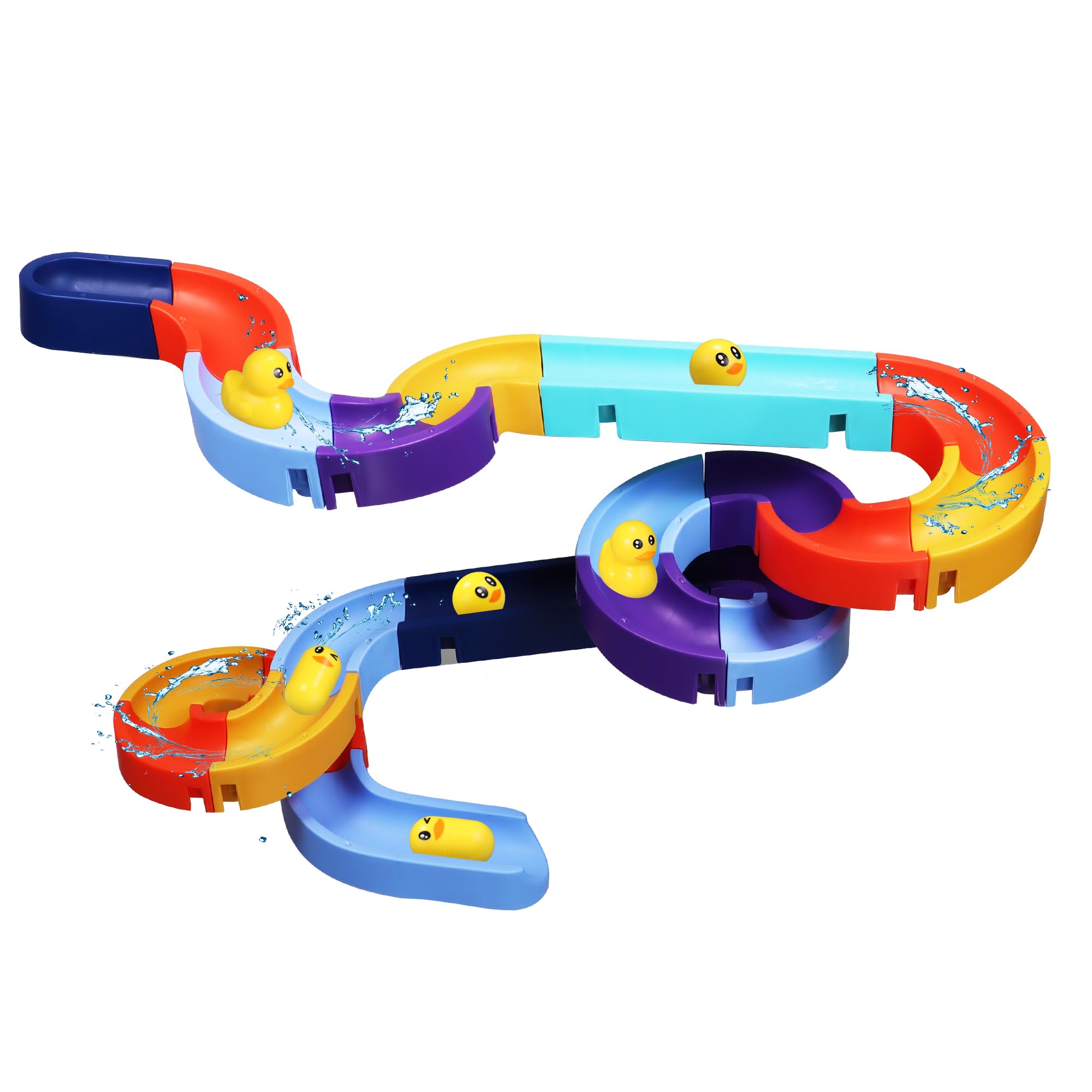 Kids Bath Toys, 34Pcs Track Game Bath Shower Water Toys, DIY Educational Bathtub Toys for Toddlers Ages 3 4 5 6 Year Olds Boys Girls