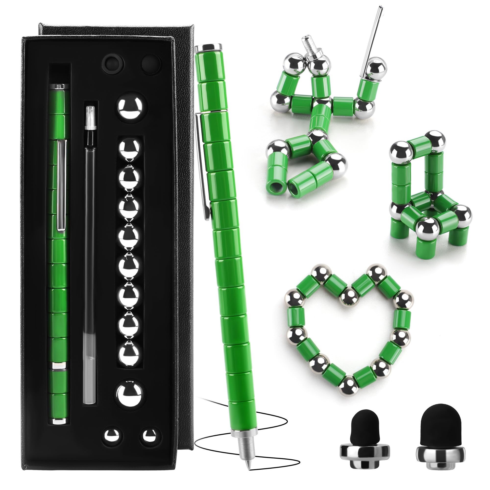 SUKIPIN Magnetic Fidget Pen, Green Fidget Pen, Fidget Pens for Adults, Fidget Toys for Christmas Stocking Stuffers, Easter Basket Stuffers (Green)
