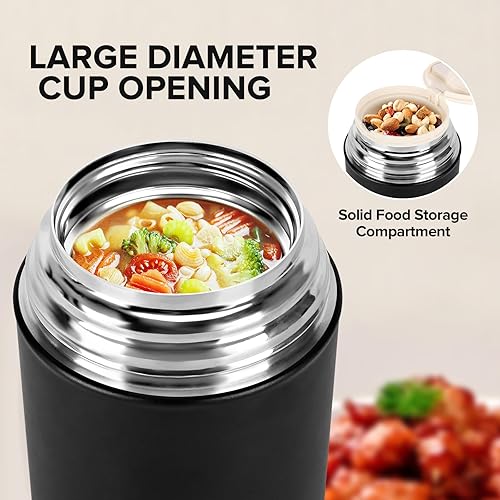 Miniatura 5 de Termo para comida caliente, frasco térmico para sopa de almuerzo de 29 onzas, recipiente aislado de boca ancha para comida caliente con cuchara para