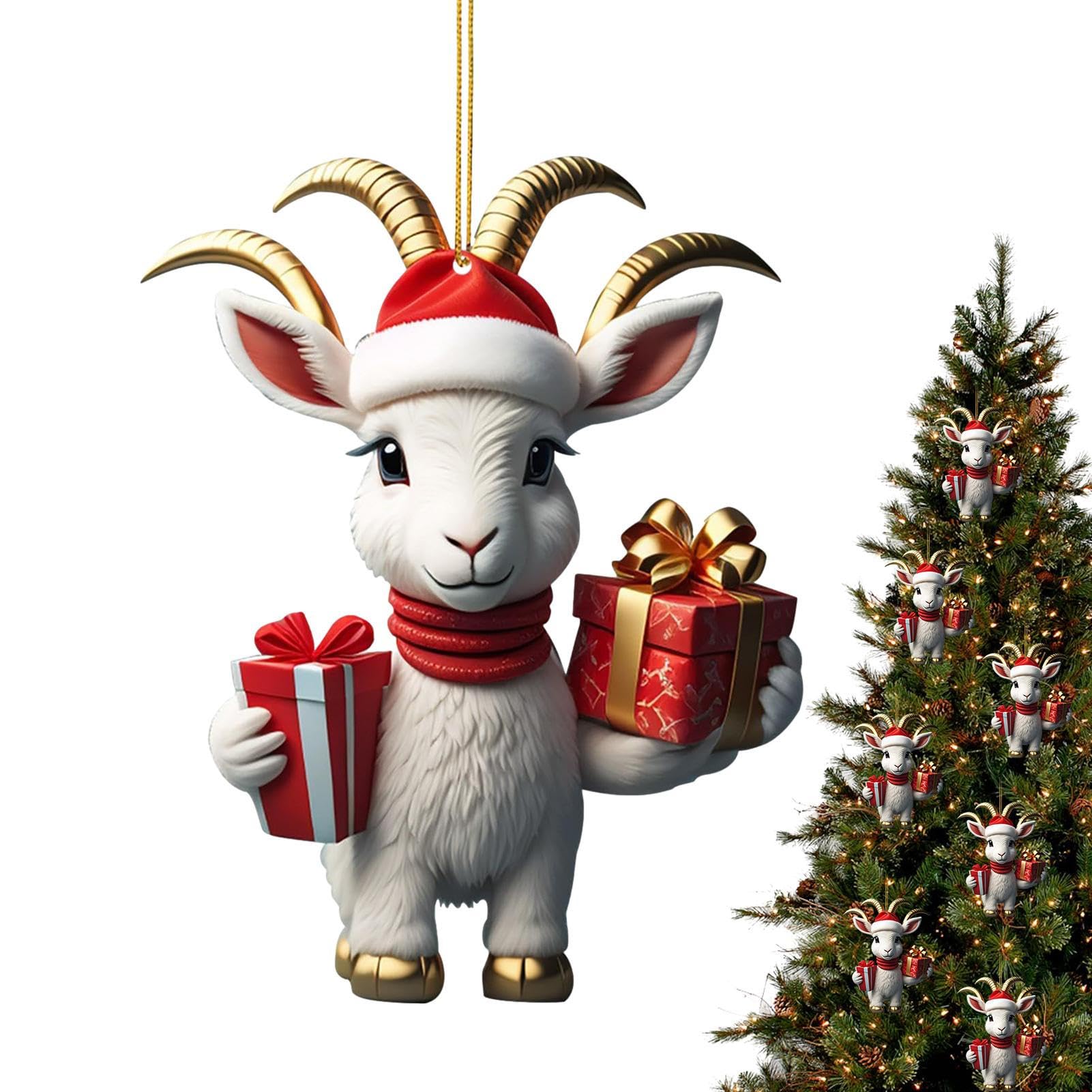 Bellv 7 Acrylic Animal Christmas Ornament | Family Christmas Tree Decoration For Goat Lovers, Front Door