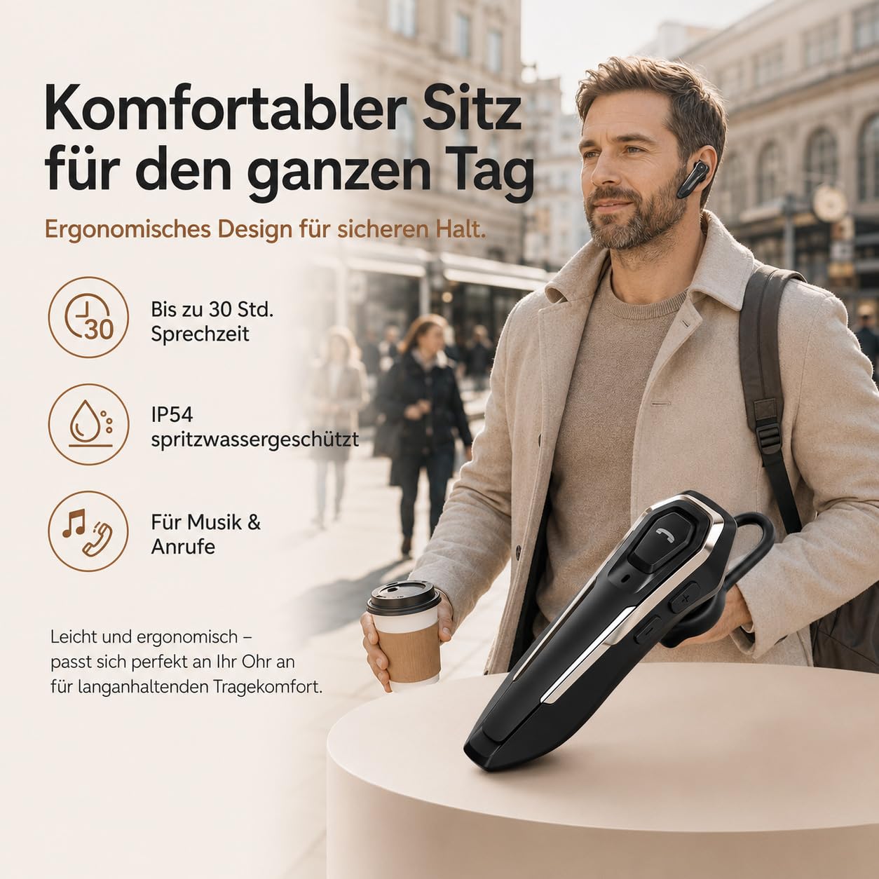 Micool Auricolare Singolo Bluetooth 5.0, con cancellazione del rumore, Auricolari Bluetooth mono vivavoce 30 ore di conversazione, Cuffie wireless Bluetooth per camionisti/magazzini