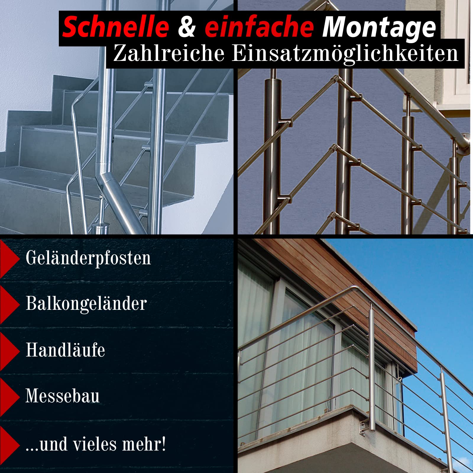 PRIOstahl Connettore flessibile asta di riempimento Ø 10 mm per ringhiere scale balcone terrazza