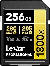 Lexar SD Card 256GB Professional 1800x SDXC Card Max Read 270MB/s Write 180MB/s UHS-II Class 10 U3 V60 4K Ultra HD Video Shooting Global Version