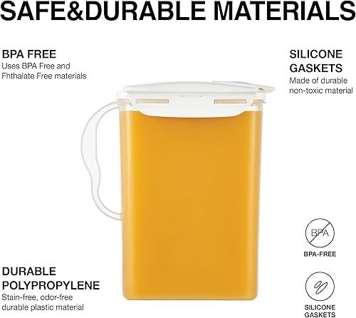 Miniatura 6 de LOCK & LOCK Jarra de agua para puerta del refrigerador, con asa, sin BPA (bisfenol A), jarra de plástico con tapa abatible, perfecta para hacer tés
