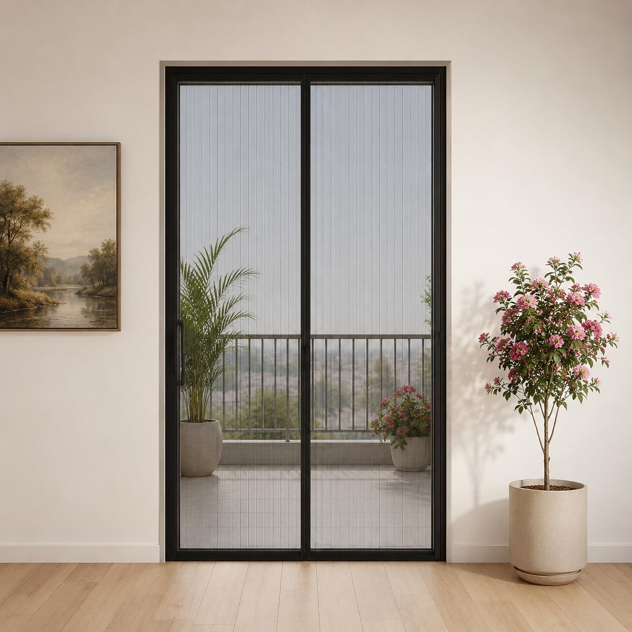 WAZIX Mosquito Net for Door Polyester Magnetic Curtain Auto Closing Insect Screen for All Door Types with Self Adhesive Hook Tape (200X100 cm, Black-Polyester)-image-8