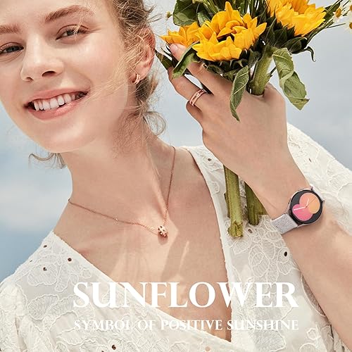 Miniatura 4 de GEAK Bandas grabadas con girasol compatibles con Samsung Galaxy Watch 6Galaxy Watch 5Galaxy Watch 4Galaxy Watch 5 Pro, 0.787 pulgadas, correa