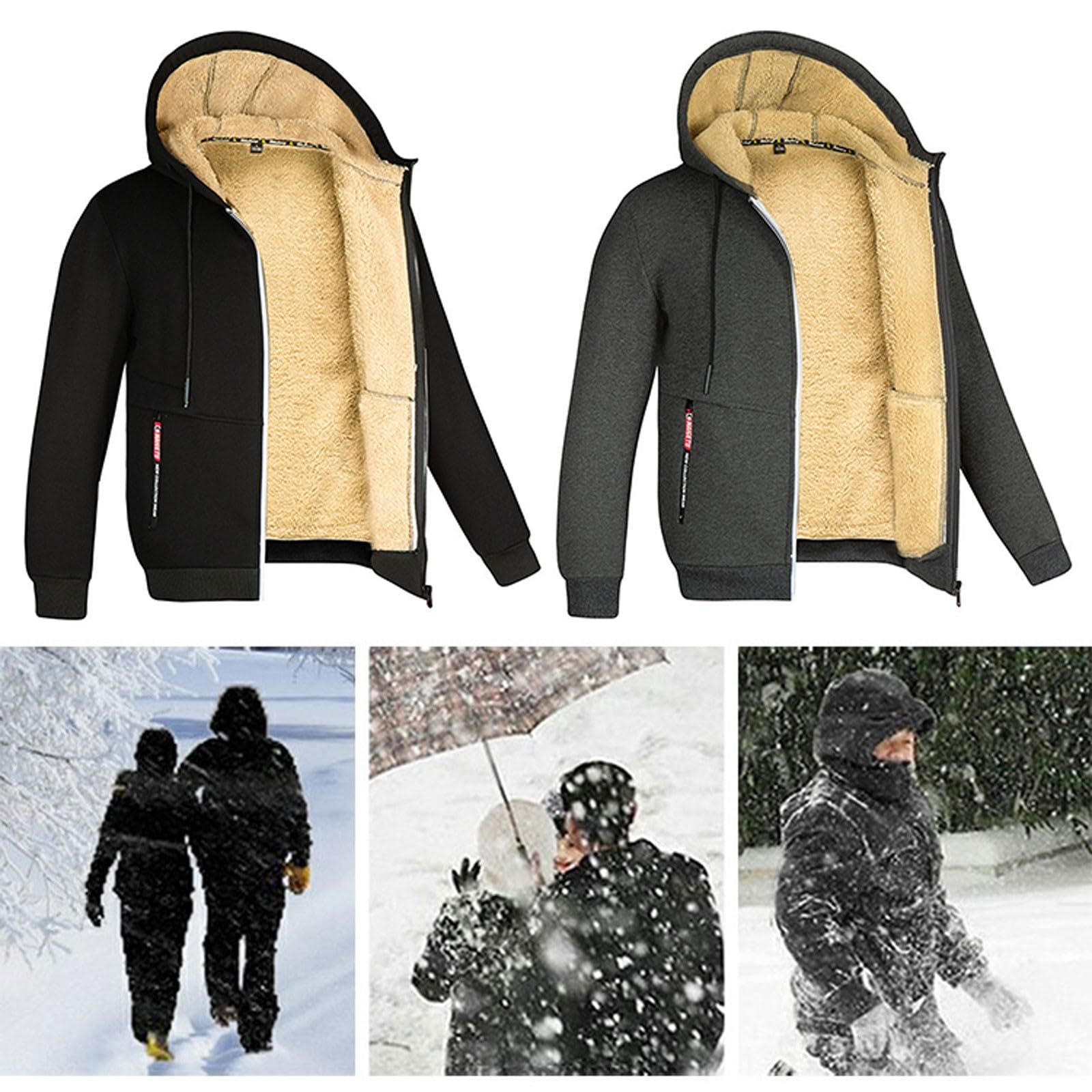 Męska kurtka bluzy z kapturem polar pogrubiona bluza zimowa ciepły płaszcz z kapturem na co dzień sportowy kardigan sweter zamek odzież sportowa