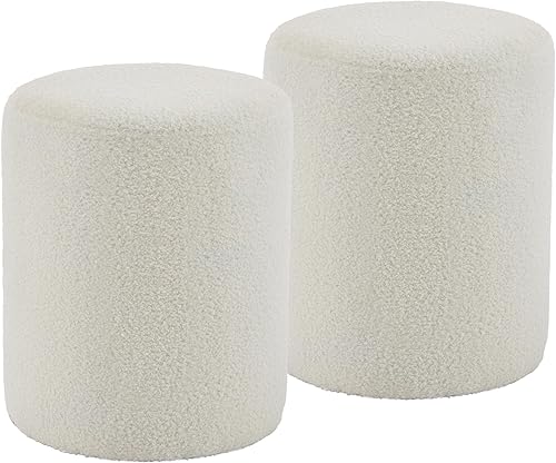 Miniatura 21 de Otomana redonda moderna, otomana con espiral, taburete tapizado de vellón de peluche para maquillaje, dormitorio, sala de estar, verde claro Espiral