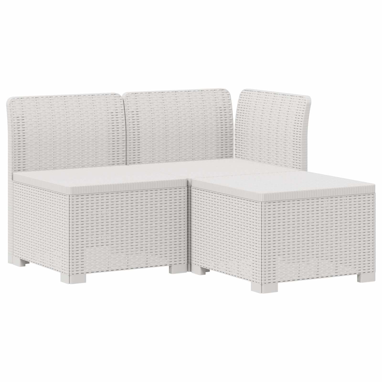 Sofá de jardín de 3 plazas con cojines en color blanco, aspecto de ratán PP, resistente a la intemperie y a los rayos UV, para terraza, balcón, jardín de invierno y exterior para relajarse