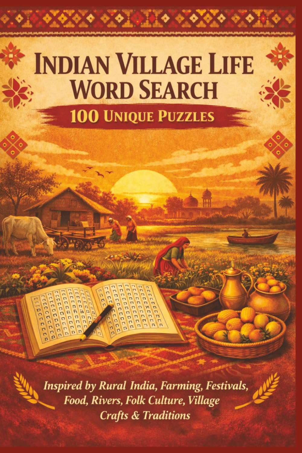 INDIAN VILLAGE LIFE WORD SEARCH 100 UNIQUE PUZZLES: Inspired by Rural India, Farming, Festivals, Food, Rivers, Folk Culture, Village Crafts & Traditions (Borkot's Indian Family & Heritage Puzzlers)