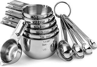 Hudson Essentials Stainless Steel Measuring Cups and Spoons Set - Stackable Set with Spout (11 Piece Set) - coolthings.us