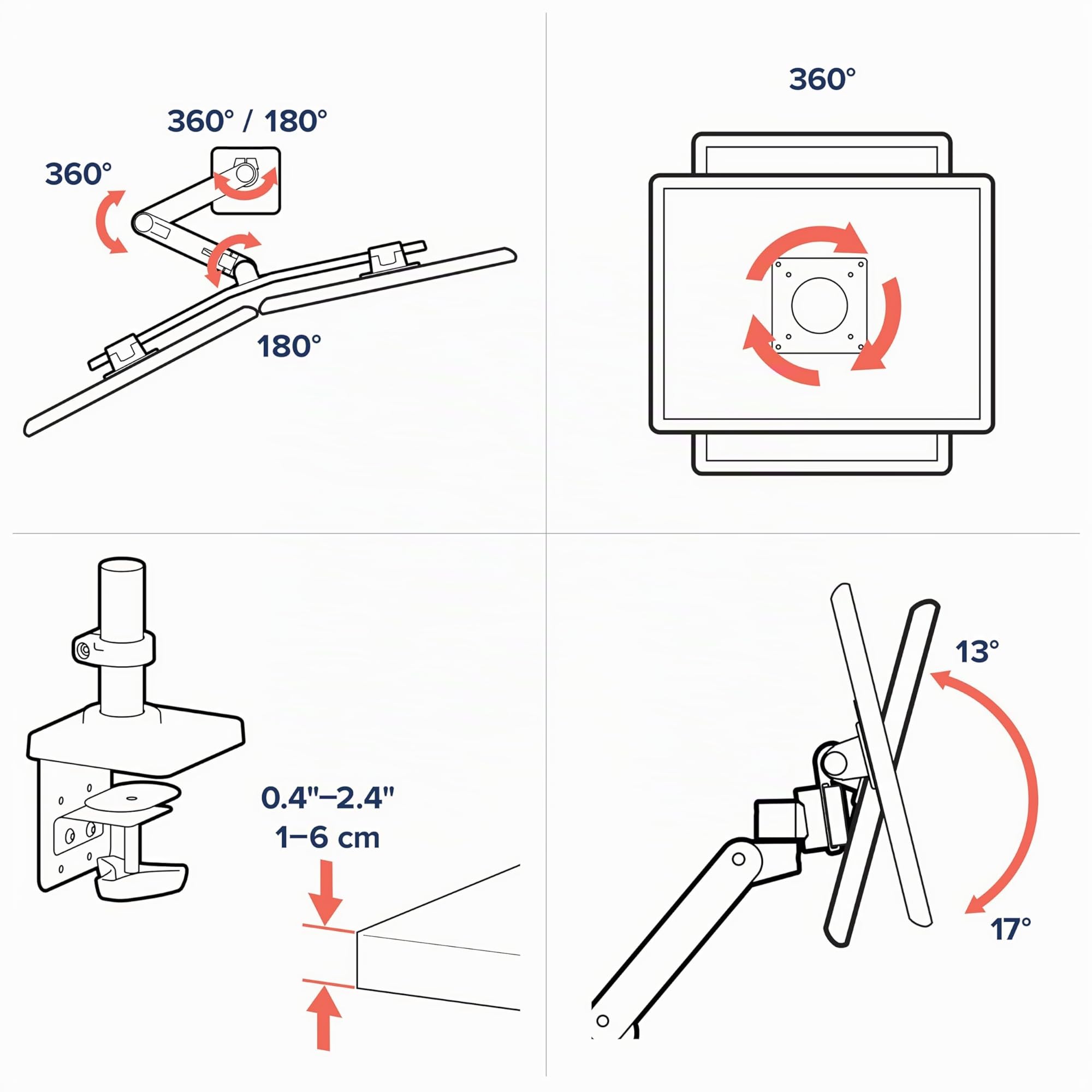 Ergotron LX Pro Dual Direct Monitor Arm, VESA-Tischhalterung für 2 Monitore je bis zu 27", 4,3 kg, Constant Force Technologie, 10 Jahre Garantie, Grau - 45-684-293