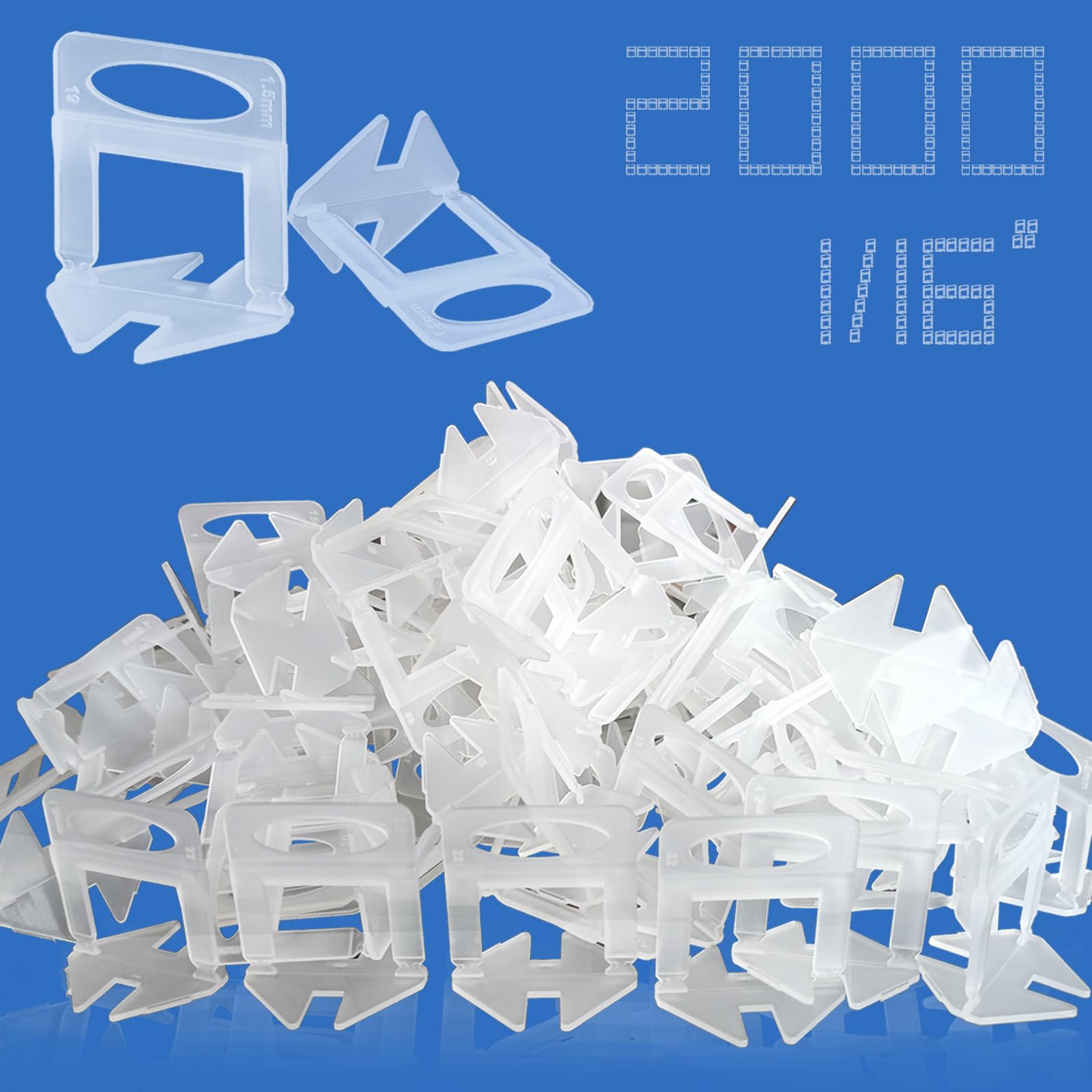 Sistema de nivelación de azulejos espaciadores de 1/16 pulgadas, clips niveladores de azulejos, 2000 unidades, espaciadores de nivelación de azulejos, sistema de nivelación de azulejos para