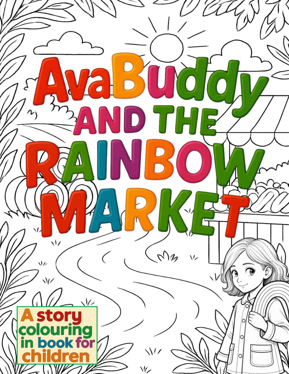Ava Buddy and the Rainbow Market: A colouring in story book for children