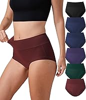 DAVIDARCHY Women's High Waisted Moisture Wicking Bamboo Briefs - Breathable No-Wedgie Panties 6 Pack