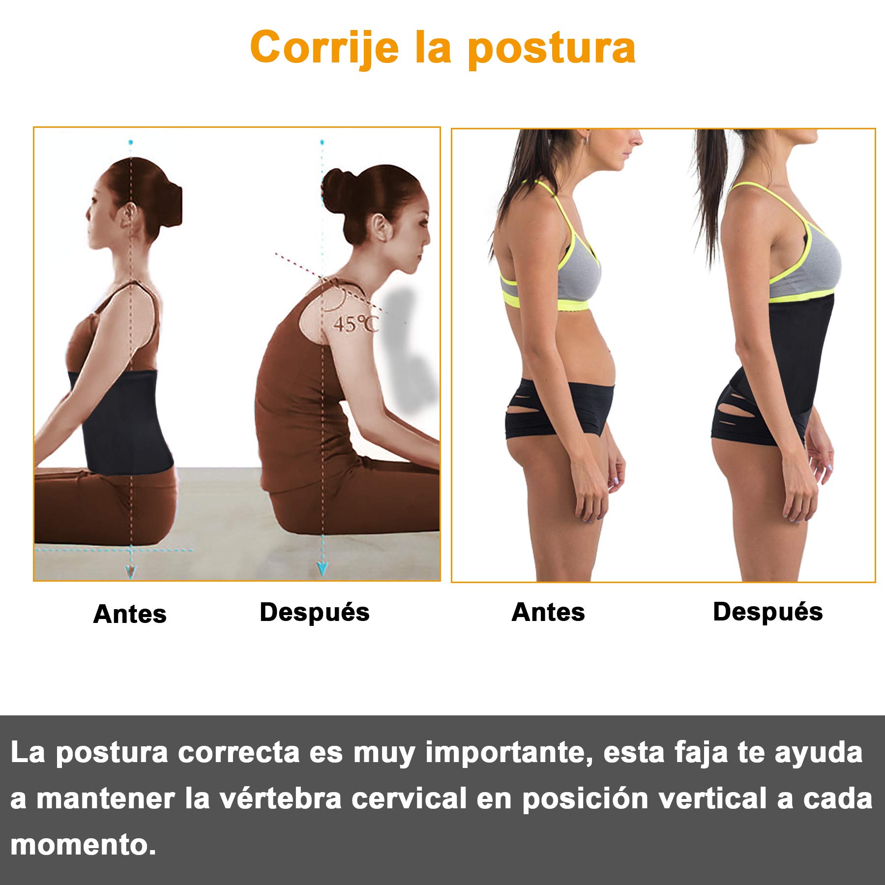 Faja Cintura Entrenador Con Cremallera Corset Reductora Mujer Deporte Mallas Neopreno Waist Trainer Abdomen Lumbar Moldeadora Bustier (Negro, Medium)