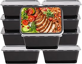 علب حفظ طعام لتحضير الوجبات آمنة للاستخدام في الميكروويف والفريزر وغسالة الأطباق من ذا باك، سعة 1 ل، لون أسود، مجموعة من 10 قطع - (5)