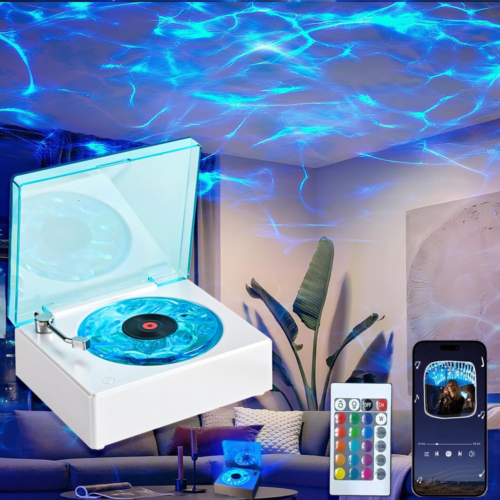 Galaxy Projector Star Projector, 16 Colors Ocean Wave Projectors, Bluetooth Sensory Lights Ocean Lamp with Remote Control, White Noise, Rechargeable Night Light Projectors for Bedroom/Party/Game Rooms