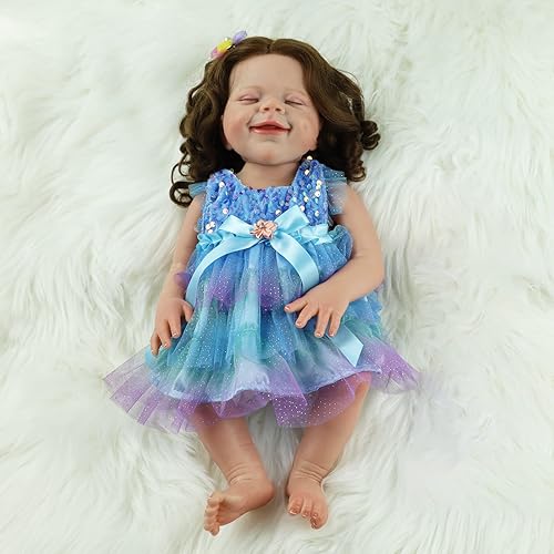 Miniatura 6 de Zlgkjk Muñecas realistas de bebé recién nacido de 18 pulgadas, juguete lavable, cuerpo completo realista con silicona de vinilo suave para niños a