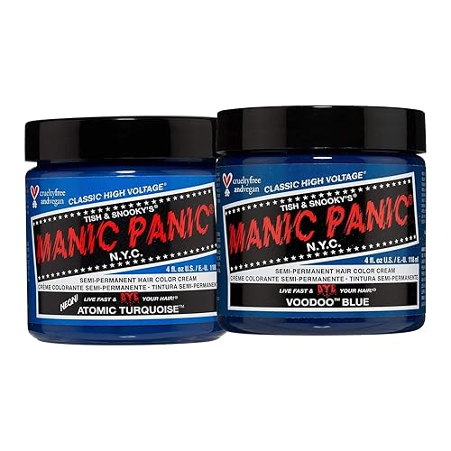 MANIC PANIC Paquete de tinte para el cabello turquesa atómico con tinte para el cabello azul vudú