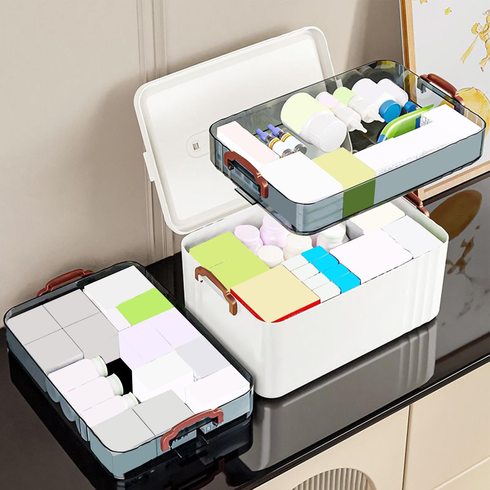 Pastillero Multicapa Pastillero Organizador Portátil Transparente De Gran | de Almacenamiento Transparente Kit Organizador Contenedor Transparente Gran Capacidad para Accesorios Herramie