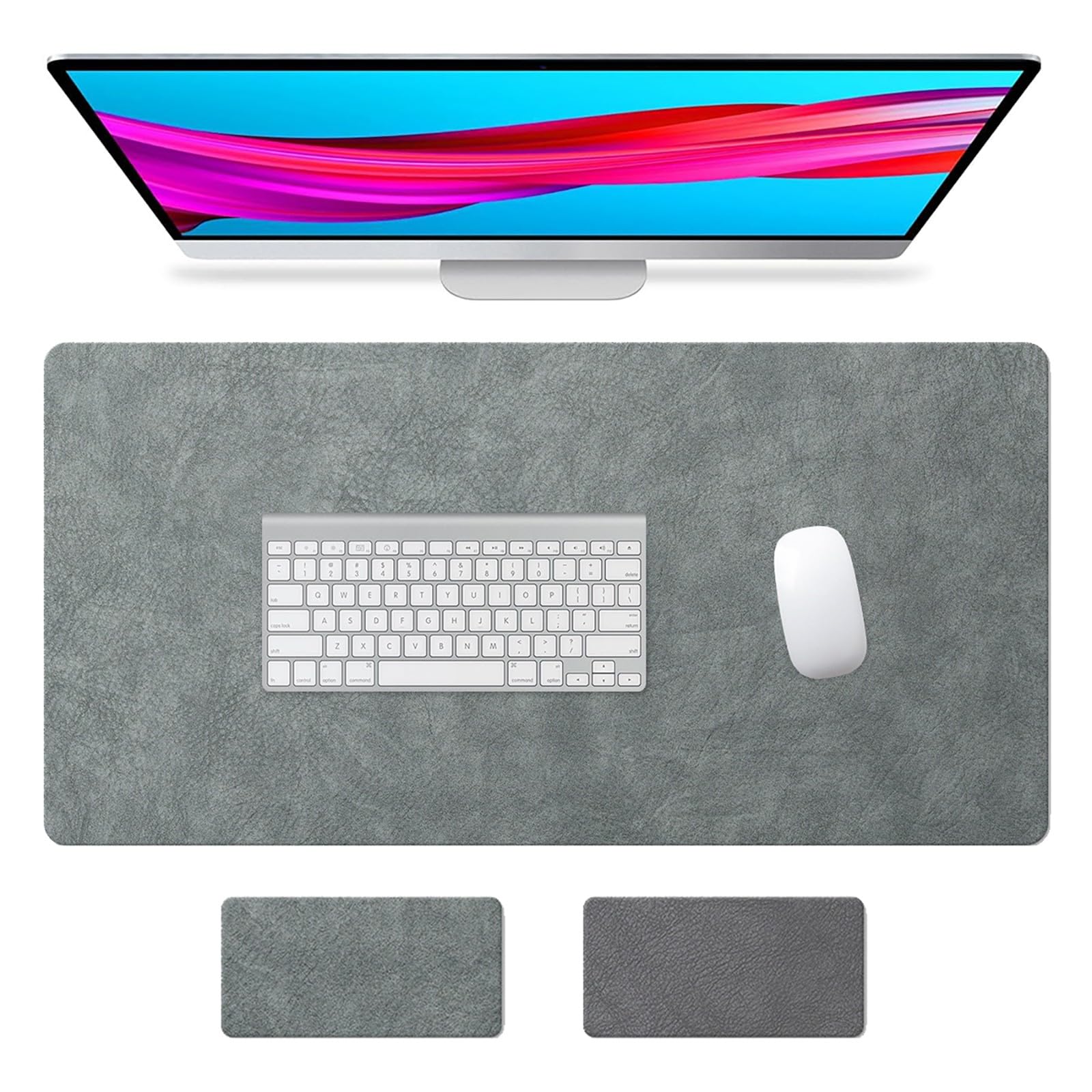 Tappetino da scrivania antiscivolo per mouse da gioco esteso impermeabile, Grande sottomano in pelle facile da pulire per ufficio arredamento per la casa(Gray,100x60cm)