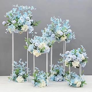 WANYE Festa di Nozze Telaio Rettangolare Geometrico in Ferro battuto, Guida Stradale Core Guida per Il Fiore Artificiale Blocco per grafici White-100cm