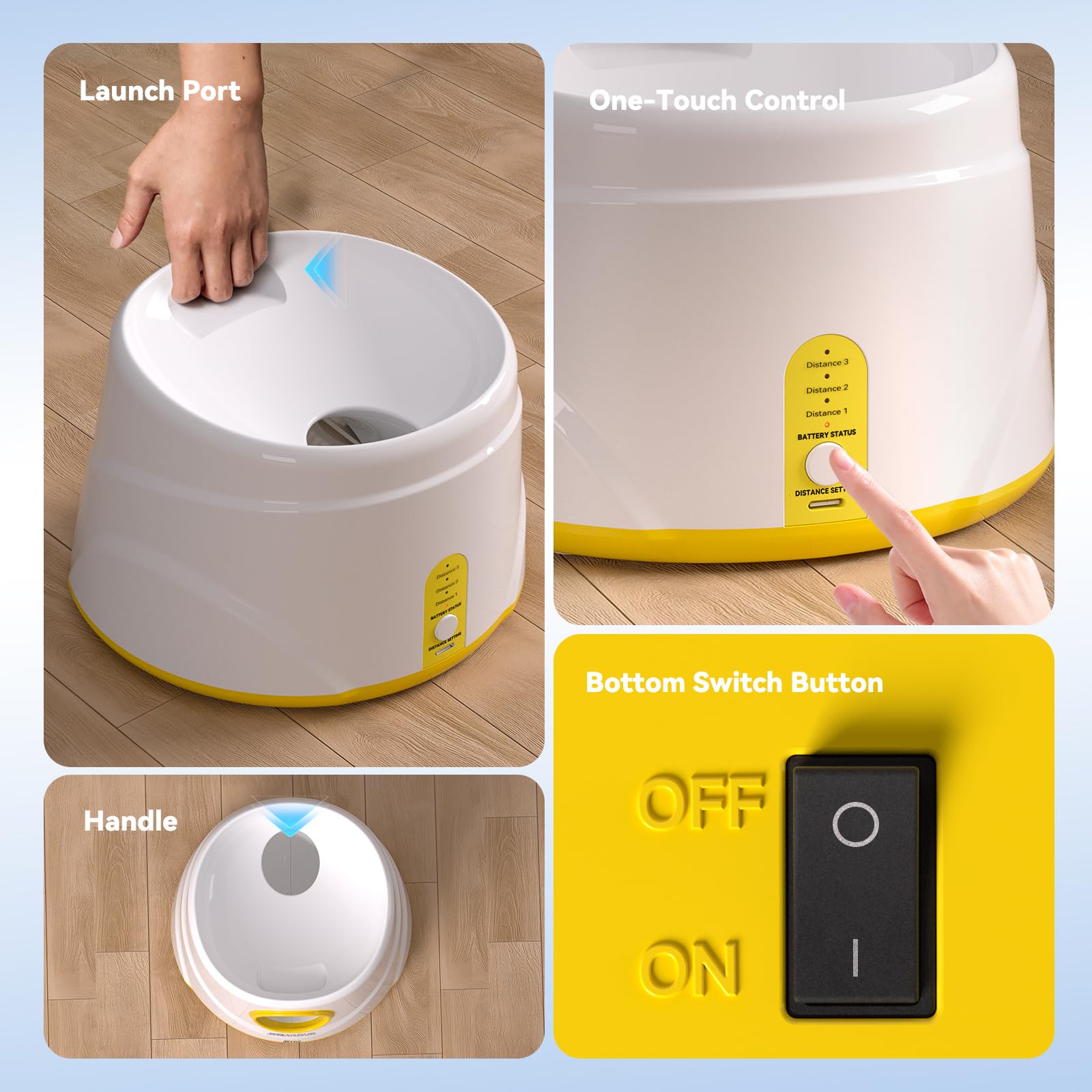 HETOO Lanzador automático de pelotas para perros: lanzador de pelotas para perros, lanzador automático de pelotas de tenis para perros, con 6 pelotas, juguetes interactivos para perros, lanzador de