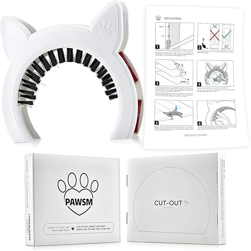 Miniatura 2 de Puerta de gato para puerta interior, puertas de mascotas para gatos, puerta de gato oculta bandeja de arena, puerta para gatos con cepillo, se