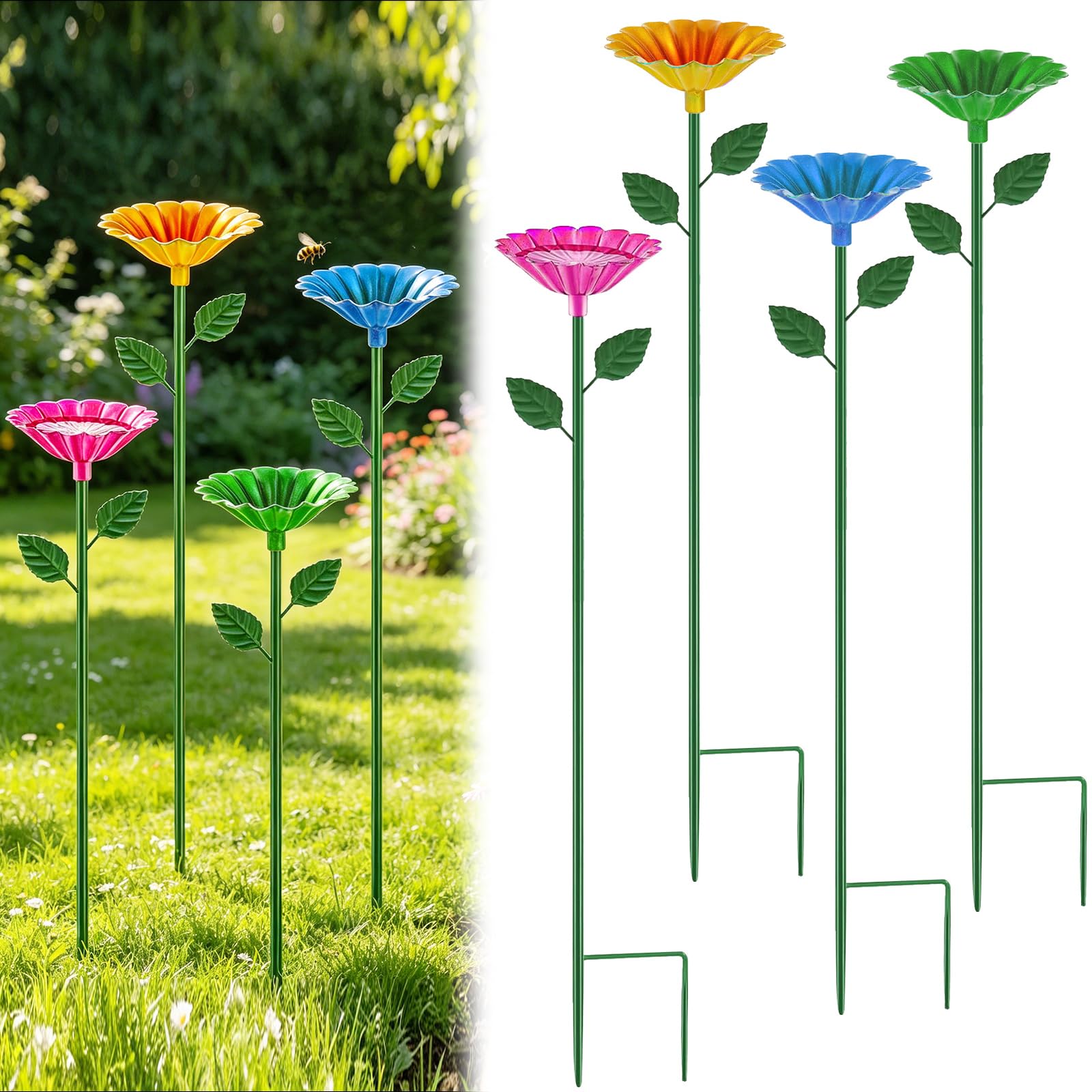 Abreuvoir pour Abeilles Jardin 4 Pièces, Distributeur d'eau pour Abeilles, Abreuvoir À Abeilles, Mangeoires D'abeilles en Métal, Décoration Extérieur Cadeau Jardinage