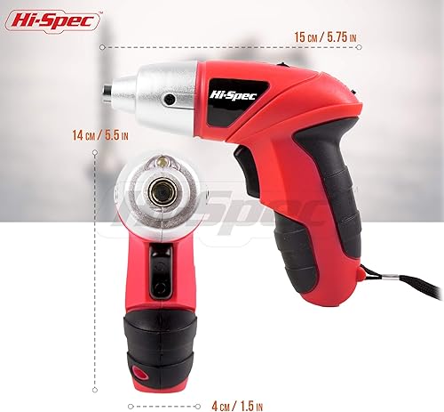 Miniatura 5 de Hi-Spec Paquete de 27 destornilladores eléctricos inalámbricos de 3.8 V con kit de herramientas de bricolaje rojo para el hogar de 54 piezas