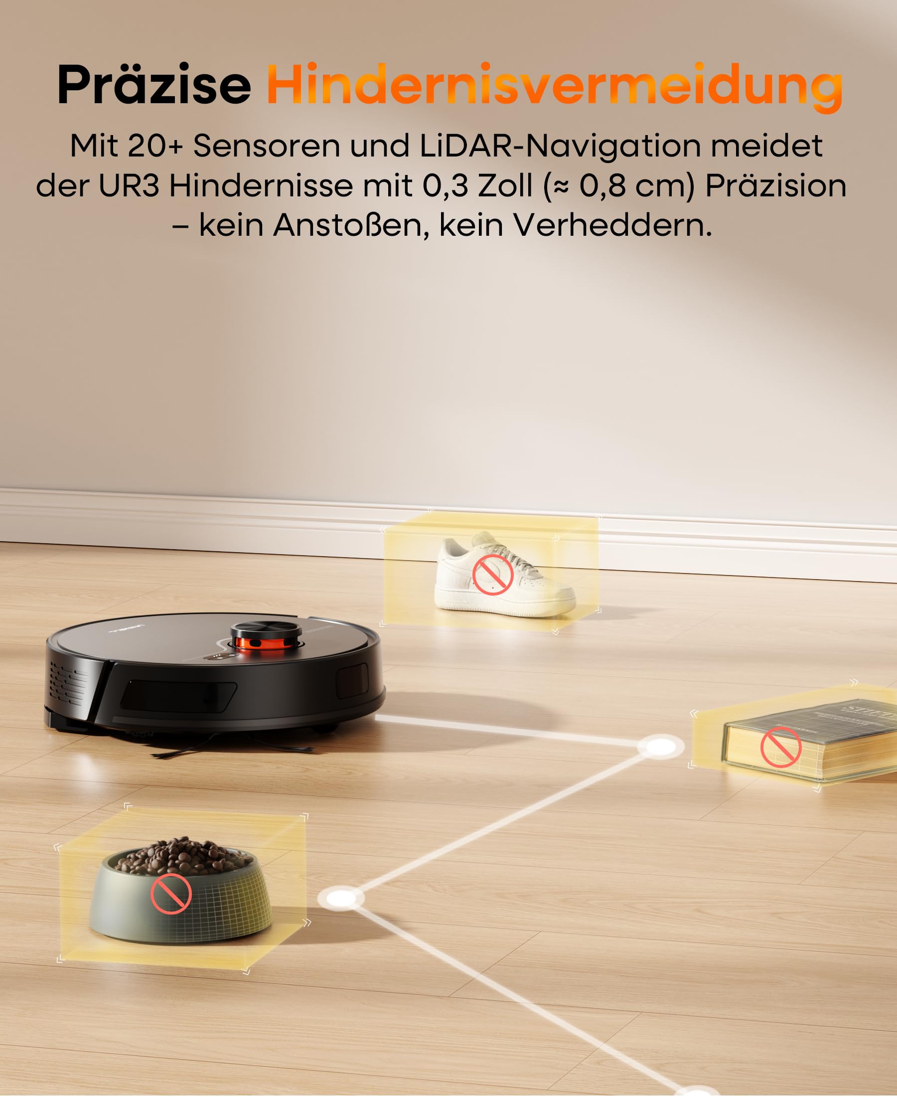 Saugroboter mit Wischfunktion 8000Pa, 200Min Laufzeit Staubsauger Roboter mit Absaugstation 3.5L,LiDAR Navigation, 4-in-1 Saug und Wischroboter für Teppich Tierhaare Böden, APP Steuerung