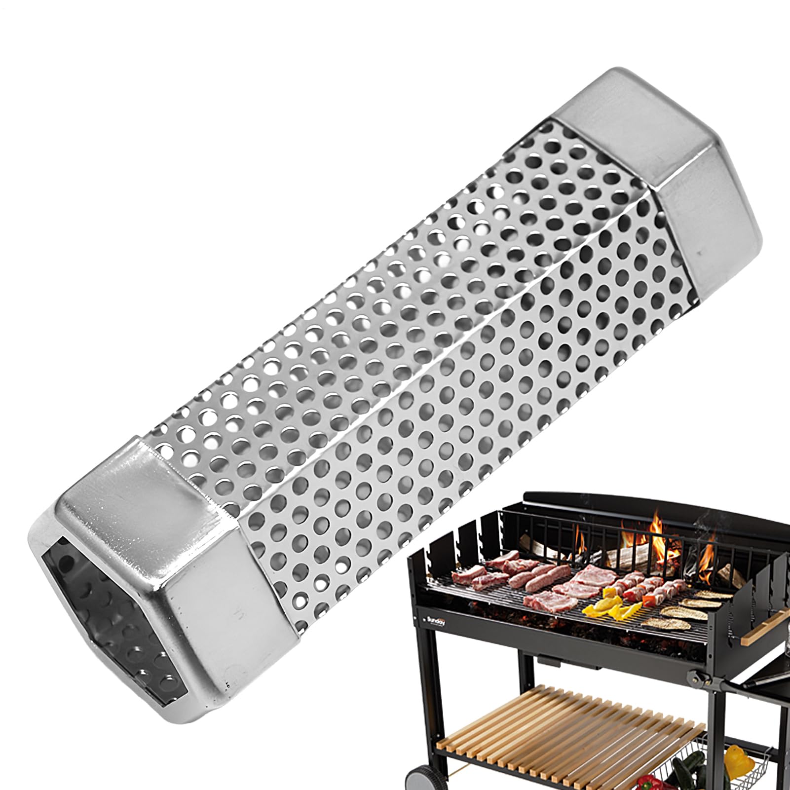 HERCHR Tubo Affumicatore In Acciaio Inox - 2 Pezzi, Per Griglie A Carbone O Gas, Affumicatura A Freddo O Caldo - Foto 10