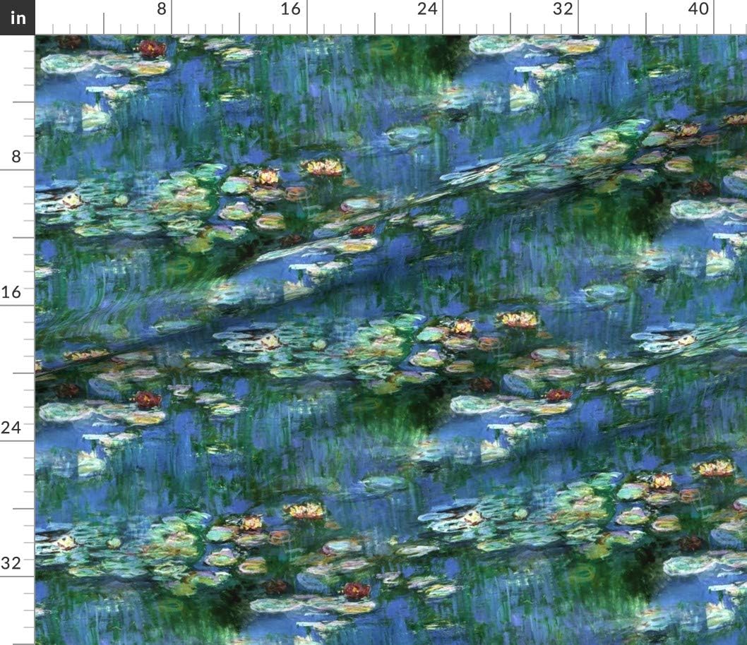 Spoonflower Fabric - Large Water Floral Painting Printed on Petal Signature Cotton Fabric by The Yard - Sewing Quilting Apparel Crafts Decor