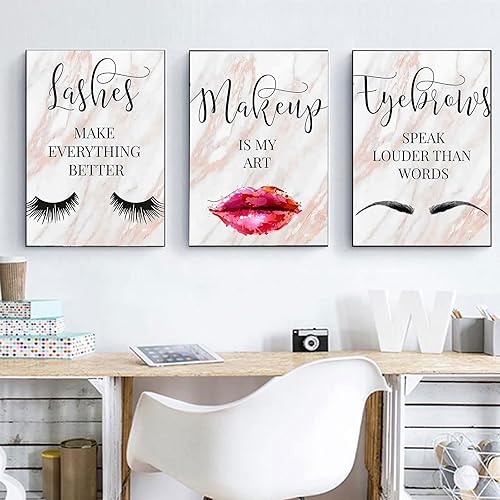 Miniatura 6 de Recrtain Lienzo de maquillaje para pared, diseño de pestañas, cejas, labios, imágenes, decoración de pared, salón de belleza, arte de pared, póster