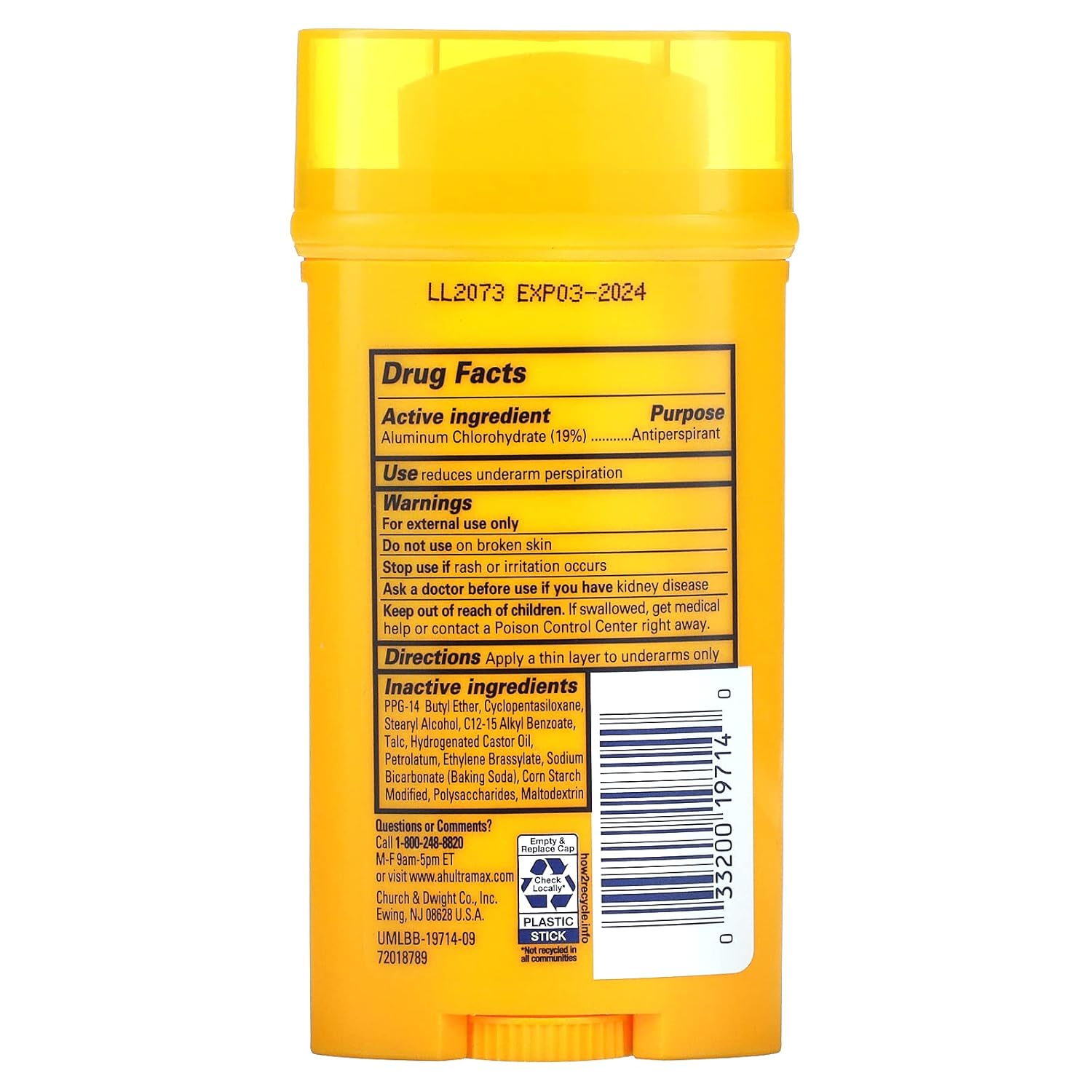 Buy ARM & HAMMER ULTRAMAX AntiPerspirant Deodorant Invisible Solid