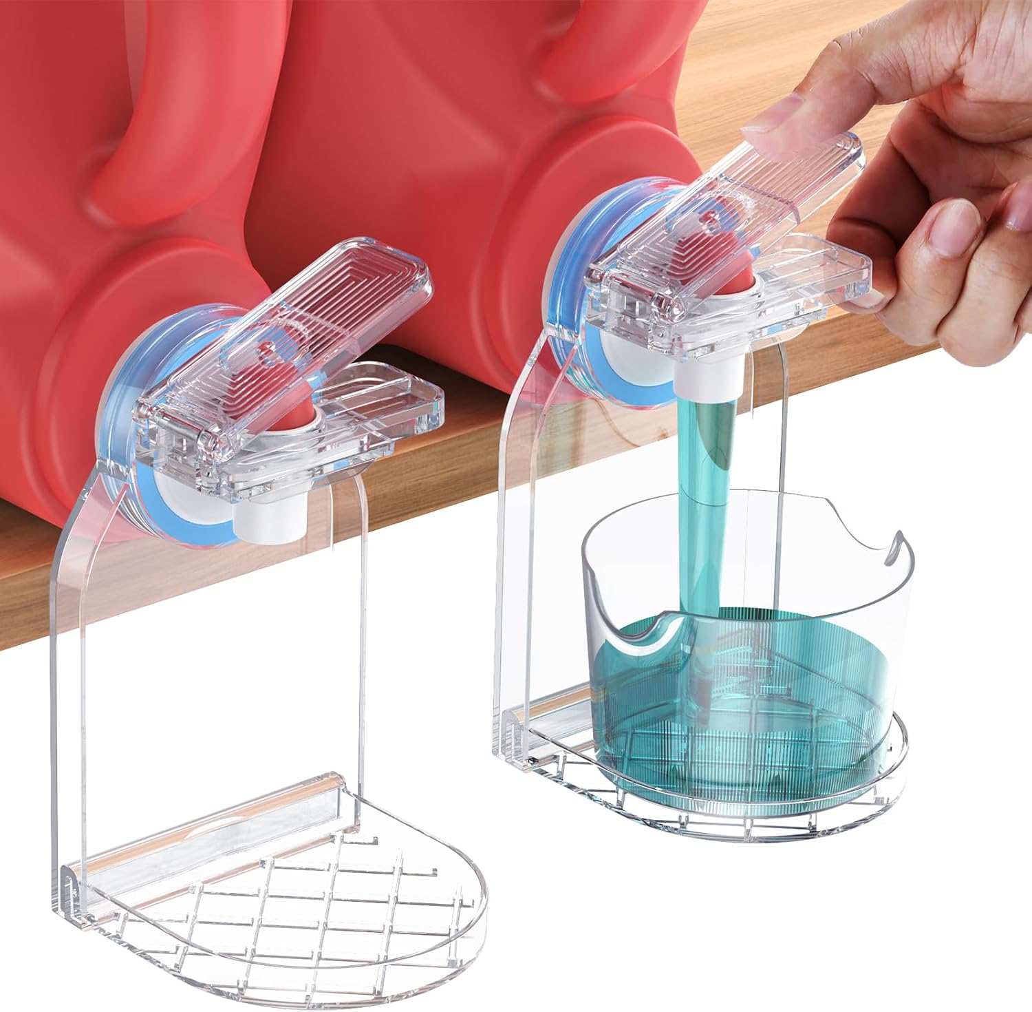 Clear detergent cup holder and forcesaving soap dispenser pack
